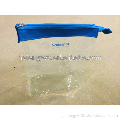 Heat sealed transparent TPU bag with fabric sewing on top